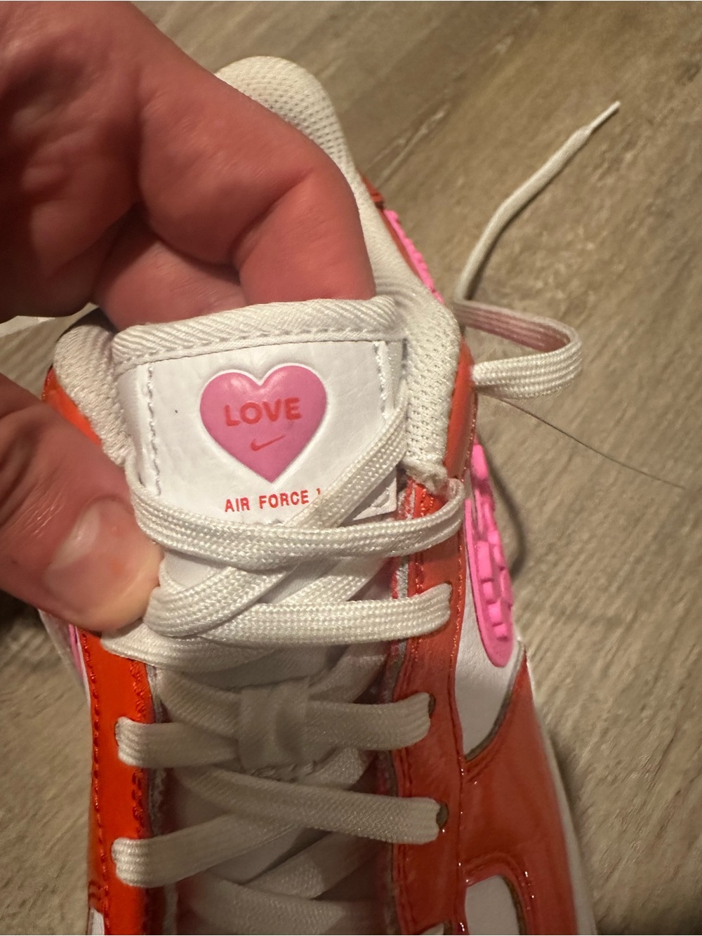 Nike woman red & Pink Heart Swoosh Low-Top Sneakers - Picture 6 of 7